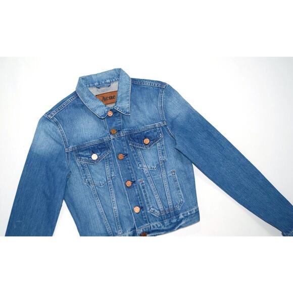 ACNE STUDIOS Sweden Vintage Milk Denim Jean Cropped Jacket SSENSE S XS $540 - Picture 2 of 8
